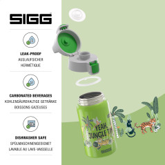 Sigg - Gourde Enfant En Acier Inoxydable - Shield One Jungle - Pour l'École et le Sport - Convient Aux Boissons Gazeuses - Étanc