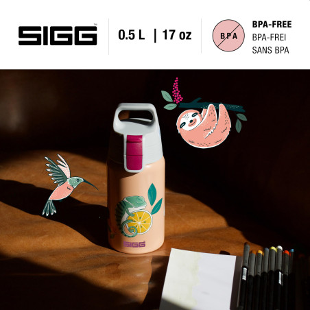 Sigg - Gourde Enfant En Acier Inoxydable - Shield One Flora - Pour l'École et le Sport - Convient Aux Boissons Gazeuses - Étanch