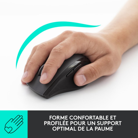 Logitech Souris M705 Marathon Sans Fil, Récepteur USB Unifying 2,4 GHz, 1000 PPP, 5 Boutons Programmables, Pile Durée 3 ans, Com