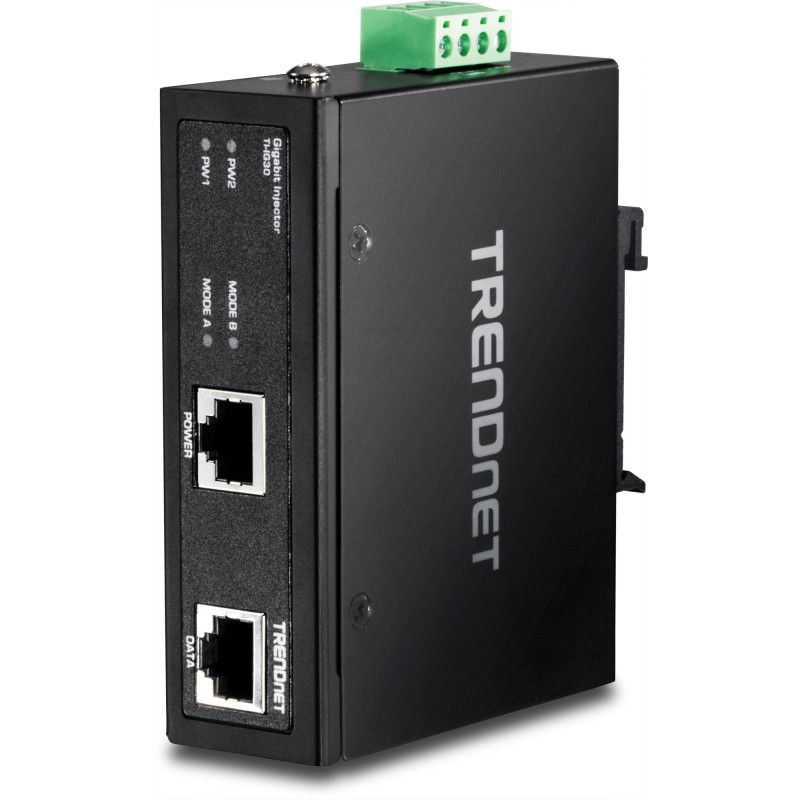 TRENDnet, TI-IG30, Injecteur Gigabit PoE industriel renforcé, rail DIN, montage mural, boîtier IP30, supports rail DIN et muraux TRENDnet, TI-IG30, Injecteur Gigabit PoE industriel renforcé, rail DIN, montage mural, boîtier IP30, supports rail DIN et muraux