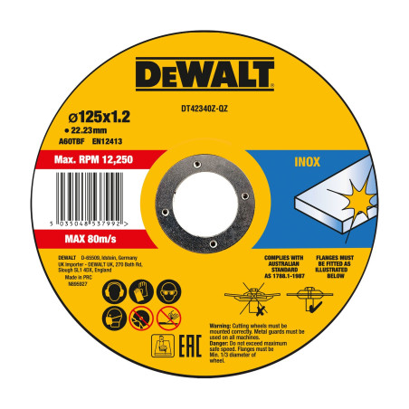 DEWALT Disque à tronçonner 125 x 22.23x 1.2 mm type 1, dt42340 de XJ