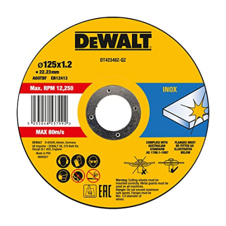 DEWALT Disque à tronçonner 125 x 22.23x 1.2 mm type 1, dt42340 de XJ