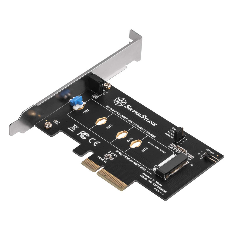 Silverstone SST-ECM21-E - SuperSpeed Carte d'extension PCI-E, PCI-E x4 à M.2 (NGFF), Conception sans vis, Prend en Charge PCI-E Silverstone SST-ECM21-E - SuperSpeed Carte d'extension PCI-E, PCI-E x4 à M.2 (NGFF), Conception sans vis, Prend en Charge PCI-E