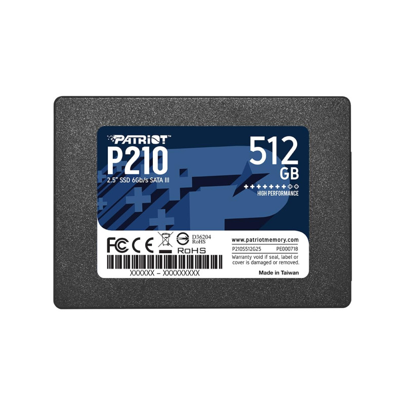 Patriot P210 SSD 512Go SATA III Disque Solide Interne 2.5" - P210S512G25 Patriot P210 SSD 512Go SATA III Disque Solide Interne 2.5" - P210S512G25