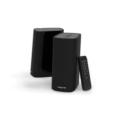 Creative T100 Enceintes de bureau Hi-Fi 2.0 compactes pour ordinateurs portables et de bureau avec Bluetooth 5.0, AUX-in 3,5 mm,