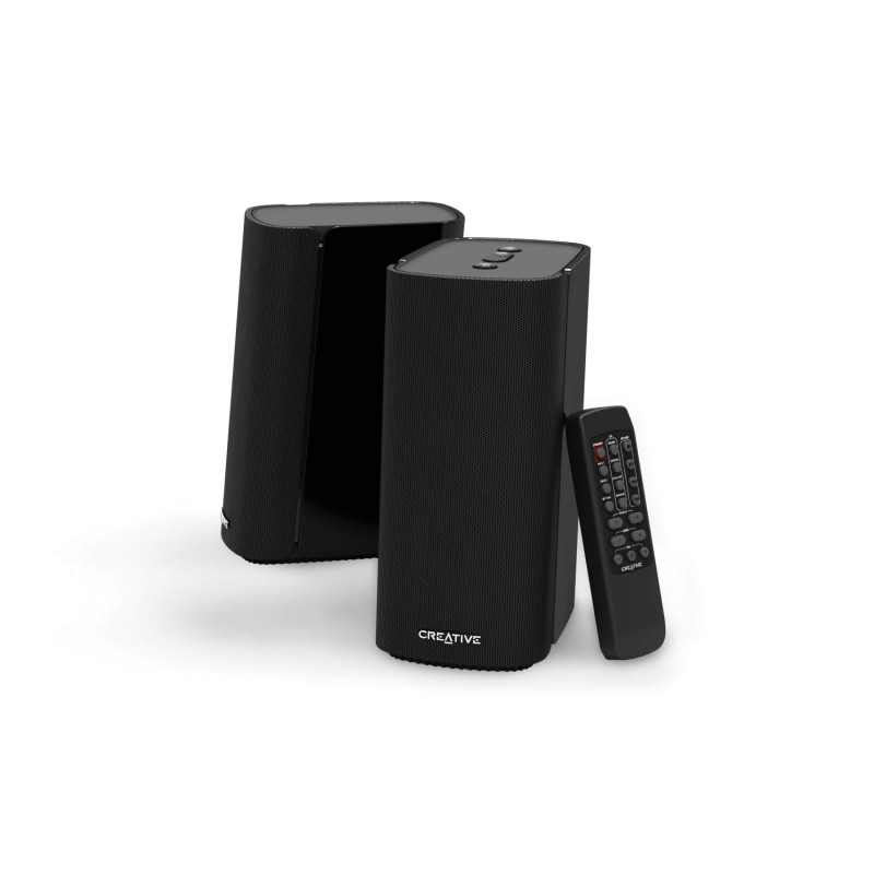 Creative T100 Enceintes de bureau Hi-Fi 2.0 compactes pour ordinateurs portables et de bureau avec Bluetooth 5.0, AUX-in 3,5 mm, Creative T100 Enceintes de bureau Hi-Fi 2.0 compactes pour ordinateurs portables et de bureau avec Bluetooth 5.0, AUX-in 3,5 mm,