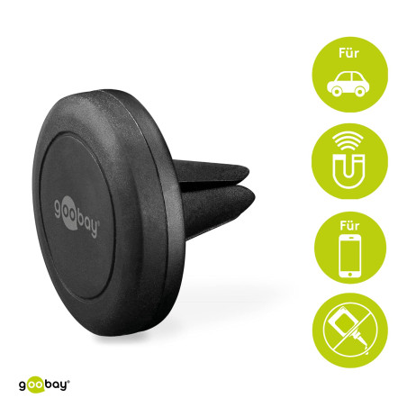 Goobay Universal magnetic holder set, black - for simple, secure attachment in the car Universal magnetic holder set for simple,