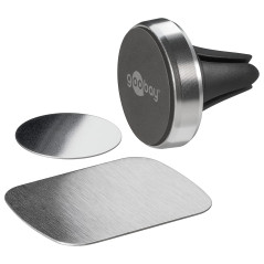 Goobay 38685 Kit Universel de Support Magnétique au Design Ultraplat, Noir/Argent, 35mm Diamètre