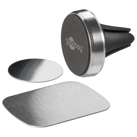 Goobay 38685 Kit Universel de Support Magnétique au Design Ultraplat, Noir/Argent, 35mm Diamètre
