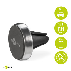 Goobay 38685 Kit Universel de Support Magnétique au Design Ultraplat, Noir/Argent, 35mm Diamètre
