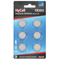 HyCell Lot de Piles Plates CR2032 (6 pces) – Piles Bouton pour clés de Voiture, horloges, bips de Parking, systèmes d'ouverture