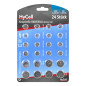 HyCell Jeu économique de 24 Piles Boutons – Set de Piles Contenant Une Paire de Chaque Type (CR2032, CR2025, CR1620, CR2016, LR4 HyCell Jeu économique de 24 Piles Boutons – Set de Piles Contenant Une Paire de Chaque Type (CR2032, CR2025, CR1620, CR2016, LR4