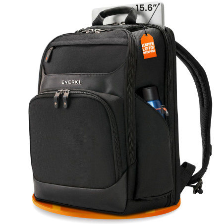 Everki Onyx sac à dos ordinateur portable premium 15,6" – nylon balistique et cuir, sac de bureau, adapté au voyage – compartime