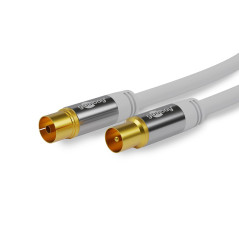 Goobay 70317 Câble D'Antenne TV (Type 135 dB), Blindé 4 Fois, Blanc, 2m Longueur