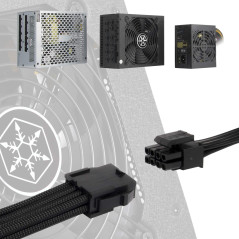 SilverStone Technology SST-PP07E-EPS8B - 30cm EPS 8pin vers EPS/ATX 4+4pin Cable d'extension manchonné, Noir