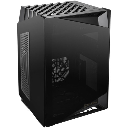 SilverStone Technology LD03-AF Boîtier Mini-ITX Version Airflow Verre trempé à Quatre côtés Ventilateur de 120 mm x 2 pré-instal