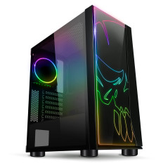 SPIRIT OF GAMER - Boitier PC Gamer RGB Ghost One - Façade et Paroi en Verre Trempé - 60 Modes de Rétroéclairage - 2 Ventilateur 