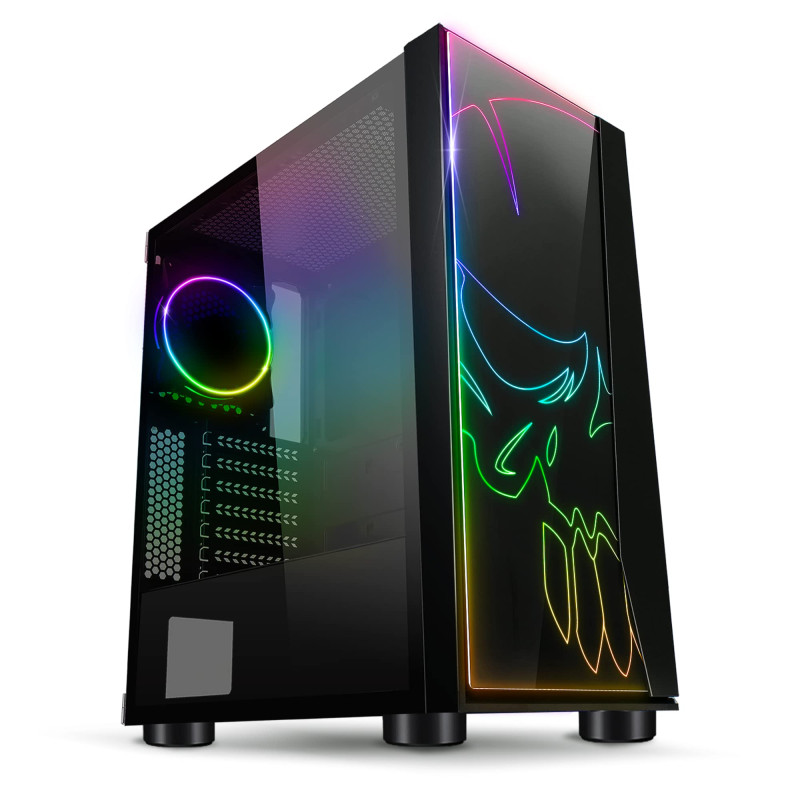 SPIRIT OF GAMER - Boitier PC Gamer RGB Ghost One - Façade et Paroi en Verre Trempé - 60 Modes de Rétroéclairage - 2 Ventilateur SPIRIT OF GAMER - Boitier PC Gamer RGB Ghost One - Façade et Paroi en Verre Trempé - 60 Modes de Rétroéclairage - 2 Ventilateur