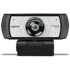 LogiLink UA0377 Webcam de conférence HD USB, Objectif Ultra Grand Angle 120°, Double Microphone avec réduction du Bruit, Mise au