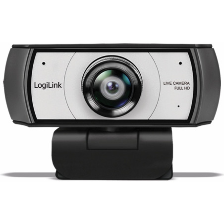 LogiLink UA0377 Webcam de conférence HD USB, Objectif Ultra Grand Angle 120°, Double Microphone avec réduction du Bruit, Mise au