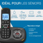 ALCATEL XL595 B Voice - Téléphone Fixe Sans Fil Senior Avec Répondeur - Grand Écran Rétroéclairé - Mains Libres - Fonction Bloca