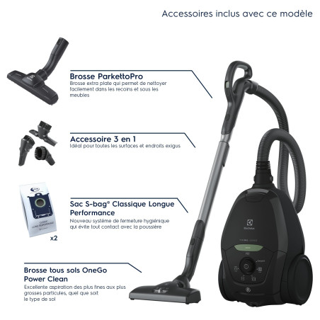 Electrolux Pure D8 GREEN, Aspirateur Traineau avec sac, Incroyablement Silencieux, 57dB, Ecoresponsable, 75% de matériaux recycl