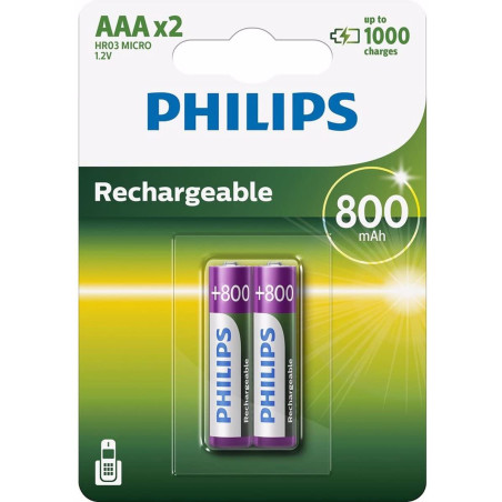 Philips R03B2A80 Batterie rechargeable 800mAh AAA 2 pièces