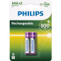 Philips R03B2A80 Batterie rechargeable 800mAh AAA 2 pièces Philips R03B2A80 Batterie rechargeable 800mAh AAA 2 pièces