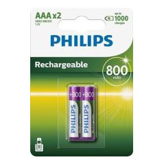 Philips R03B2A80 Batterie rechargeable 800mAh AAA 2 pièces