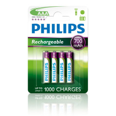 Philips Audio MultiLife batterie NiMH AAA 700 mAh 4 pack R03B4A70/10 Blanc