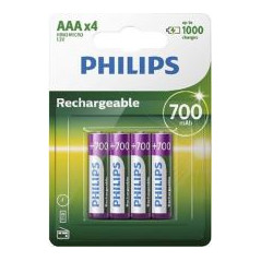 Philips Audio MultiLife batterie NiMH AAA 700 mAh 4 pack R03B4A70/10 Blanc
