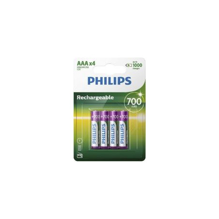 Philips Audio MultiLife batterie NiMH AAA 700 mAh 4 pack R03B4A70/10 Blanc