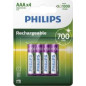 Philips Audio MultiLife batterie NiMH AAA 700 mAh 4 pack R03B4A70/10 Blanc