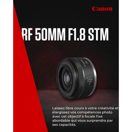 Objectif Appareil Photo Canon RF 50mm F1.8 STM - Compact et Léger pour Appareils Photo EOS R, Ouverture Rapide, Mise au Point Fl