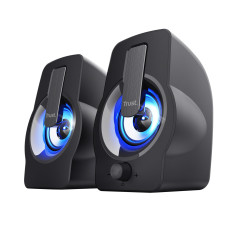 Trust Gemi RGB LED Enceinte PC 2.0 pour PC et Ordinateur Portable, 12W (6W RMS), Alimentation USB, Connexion Audio 3,5 mm, Haut