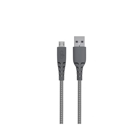 Câble renforcé MicUSB 2m 2.1A Gris