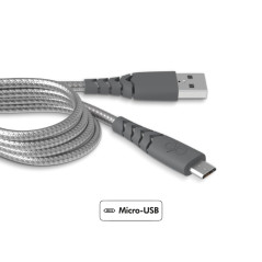 Câble renforcé MicUSB 2m 2.1A Gris