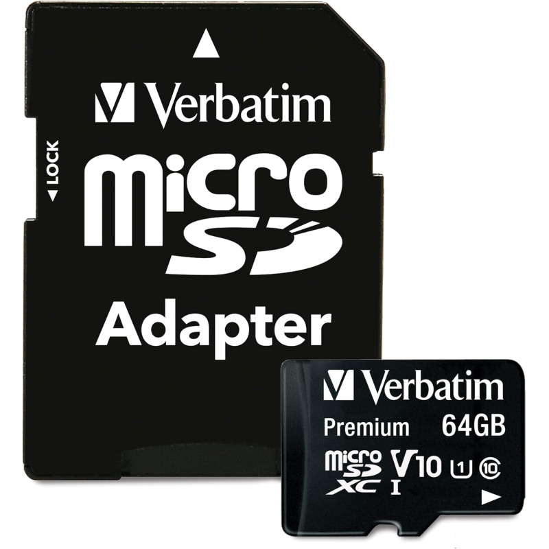 Verbatim 44084 64 Go Carte Mémoire MicroSDXC Classe 10 + Adaptateur Carte SD Verbatim 44084 64 Go Carte Mémoire MicroSDXC Classe 10 + Adaptateur Carte SD