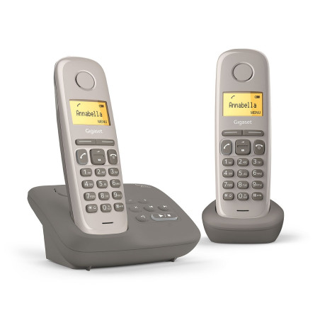 Gigaset AL170A Duo Téléphone fixe sans fil DECT/GAP Répondeur Taupe [Version Française]