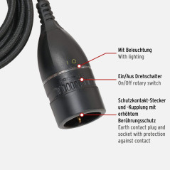 Brennenstuhl Rallonge 3 m pour l'intérieur (câble Textile de 3 m, pour Une Utilisation en intérieur, rallonge avec Interrupteur 