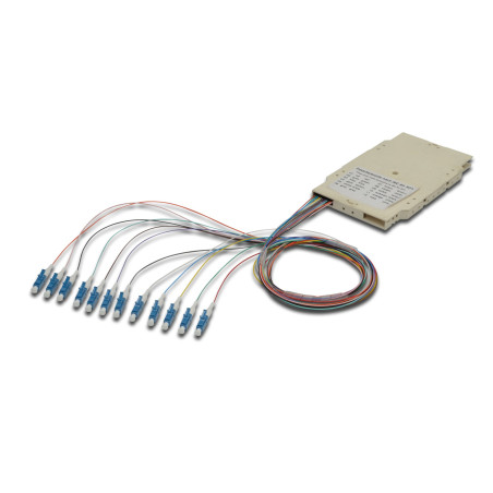 DIGITUS Cassette d'épissure Fibre Optique - 12 Pigtails - pré-assemblé - LC (APC) - OS2 - teinté dans la Masse Selon DIN IEC 603