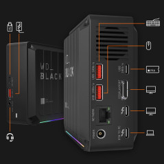 WD_BLACK D50 Game Dock, (2 x Thunderbolt 3, Display Port 1.4, 2 xUSB-C, 3 x USB A, entrée/sortie audio et Gigabit Ethernet Éclai