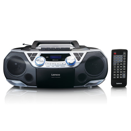 Lenco SCD-720 Boombox Dab+, Bluetooth 5.0, Lecteur CD/MP3, Lecteur de Cassettes, Radio FM, Port USB, 2 x 6 W RMS et Bass Reflex,