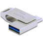 DeLOCK Clé USB 3.2 Gen 1 USB-C + Type-A 64 Go - Boîtier en métal argenté