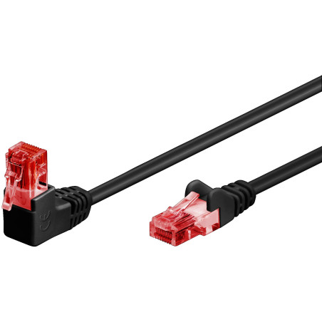 Goobay 51516 Cat 6 Câble de Brassage 90 degrés Mâle réseau Ethernet, PlayStation, Xbox, Câble LAN, DSL, U/UTP, RJ45 Mâle Noir 2