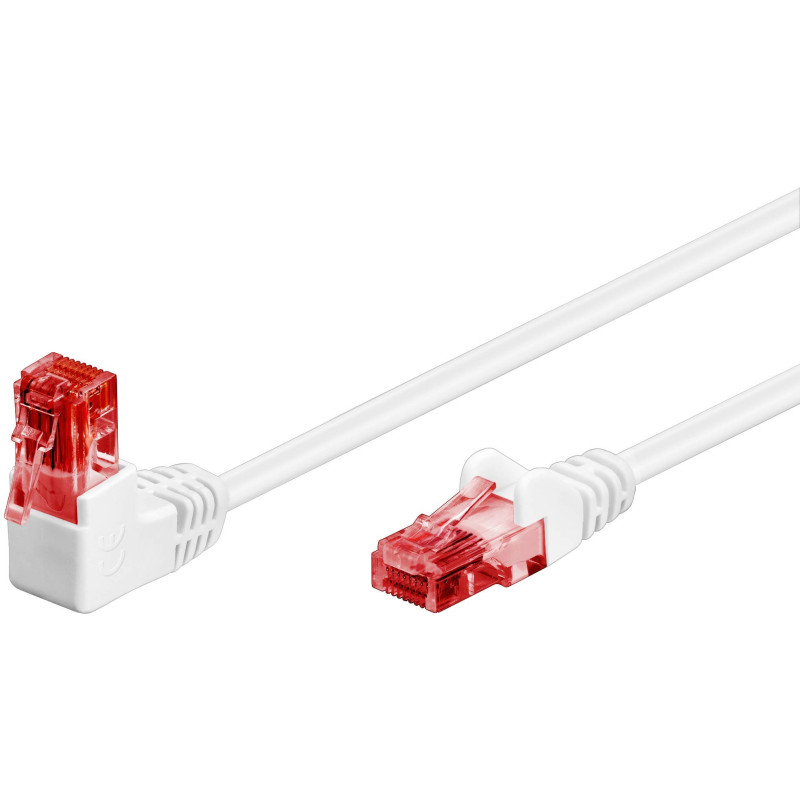 goobay 51522 Câble de Brassage Cat 6, connecteur 90 degrés, câble réseau, Ethernet, PlayStation, Xbox, câble LAN, DSL, U/UTP, co
