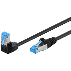 goobay Cat 6A Câble Patch, Highspeed, 90 degrés mâle, câble réseau, Ethernet, PlayStation, Xbox, DSL, PimF, RJ45 mâle, Noir, 1 m