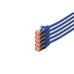 DIGITUS Câble LAN Cat 6-10m - 5 pièces - RJ45 Câble réseau - S/FTP Blindé - Compatible Cat 6A & Cat 7 - Bleu