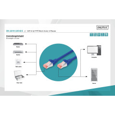DIGITUS Câble LAN Cat 6-10m - 5 pièces - RJ45 Câble réseau - S/FTP Blindé - Compatible Cat 6A & Cat 7 - Bleu