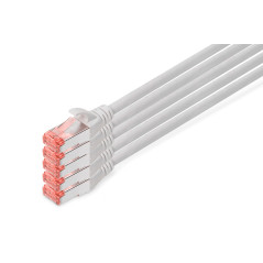 DIGITUS Câble LAN Cat 6-15m - 5 pièces - RJ45 Câble réseau - S/FTP Blindé - Compatible Cat 6A & Cat 7 - Gris